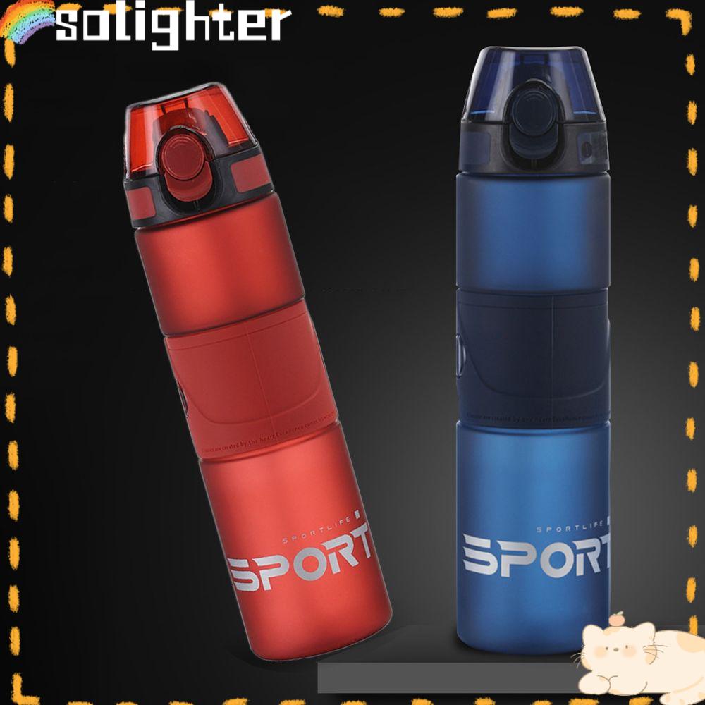 Solighter Botol Air Minum 600ML Dengan Sedotan Olahraga Travel Langsung Minum Perlengkapan Minum Bounce Cover