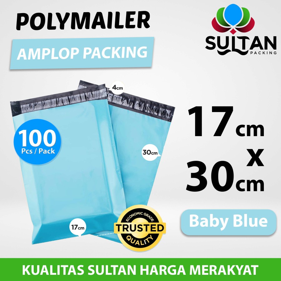 

Polymailer Pack Blue 17x30cm amplop Plastik Packing Olshop Ekonomis