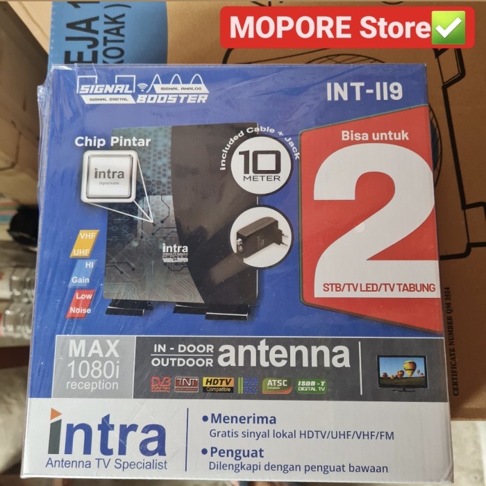 Antena Antena Tv Luar / Dalam Indoor/Outdoor Digital/Analog Intra Int-118