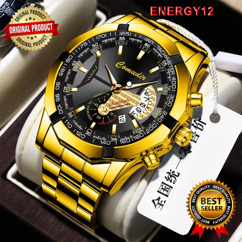 Jam tangan COMUDIR &amp; WEIGUAN stainless steel pria Original 100% - Import -