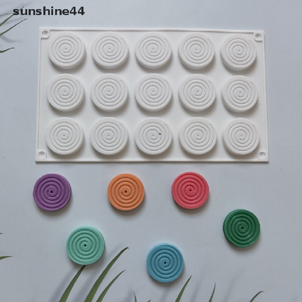 Sunshine 1Pc 12-rongga Cetakan Kue Silikon Coil Nyamuk Diy Non-Stick Baking Mould.