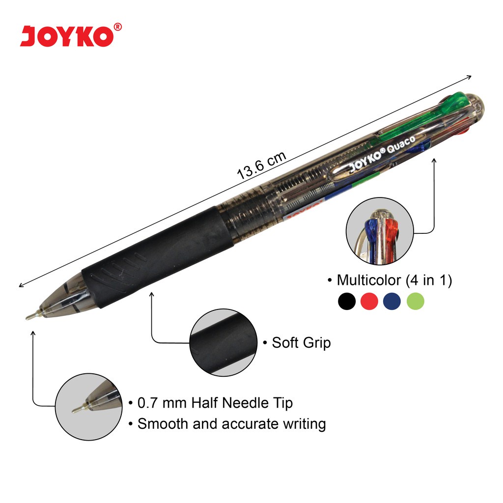 

JOYKO PULPEN BALLPEN BP-213 Ballpoint Pen Biru / Hitam / Merah / Hijau