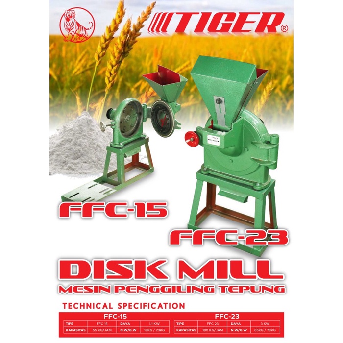 Mesin Giling Tepung Ayakan Tepung Penepung FFC15 / Disk Mill Mesin Gilingan Penggiling Tepung FFC15-3 TIGER