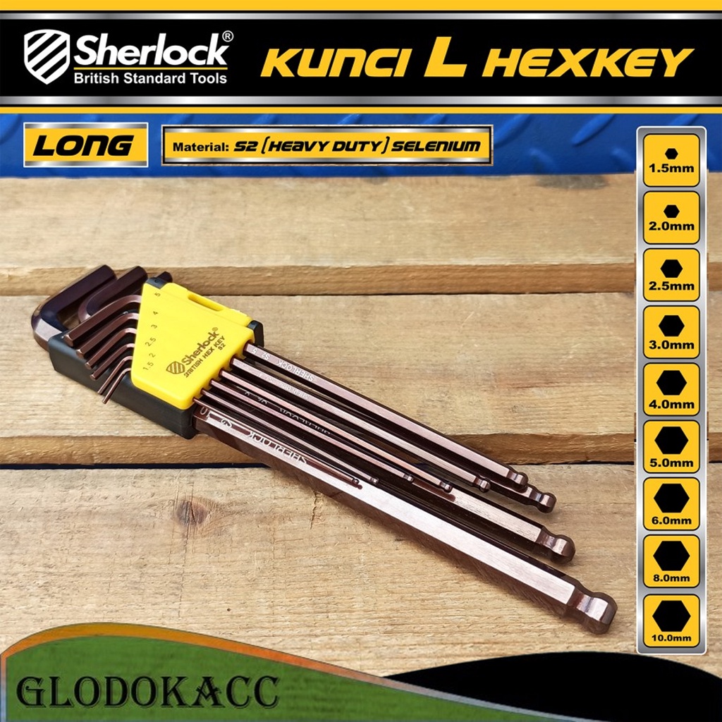 Kunci L Set 9 pcs mm (Panjang) Sherlock Kunci L Set Hexkey Ballpin