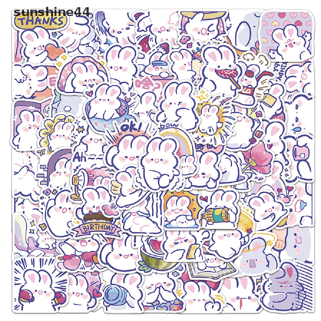 Sunshine 60pcs/pack Cute Rabbit Daily Kawaii Dekorasi Stiker Planner Scrapbooking Stationery Stiker Diary Jepang.