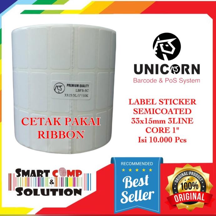 

Label Barcode 33X15mm (3 Line) Kertas Stiker Label Semicoated 33x15 PROMO