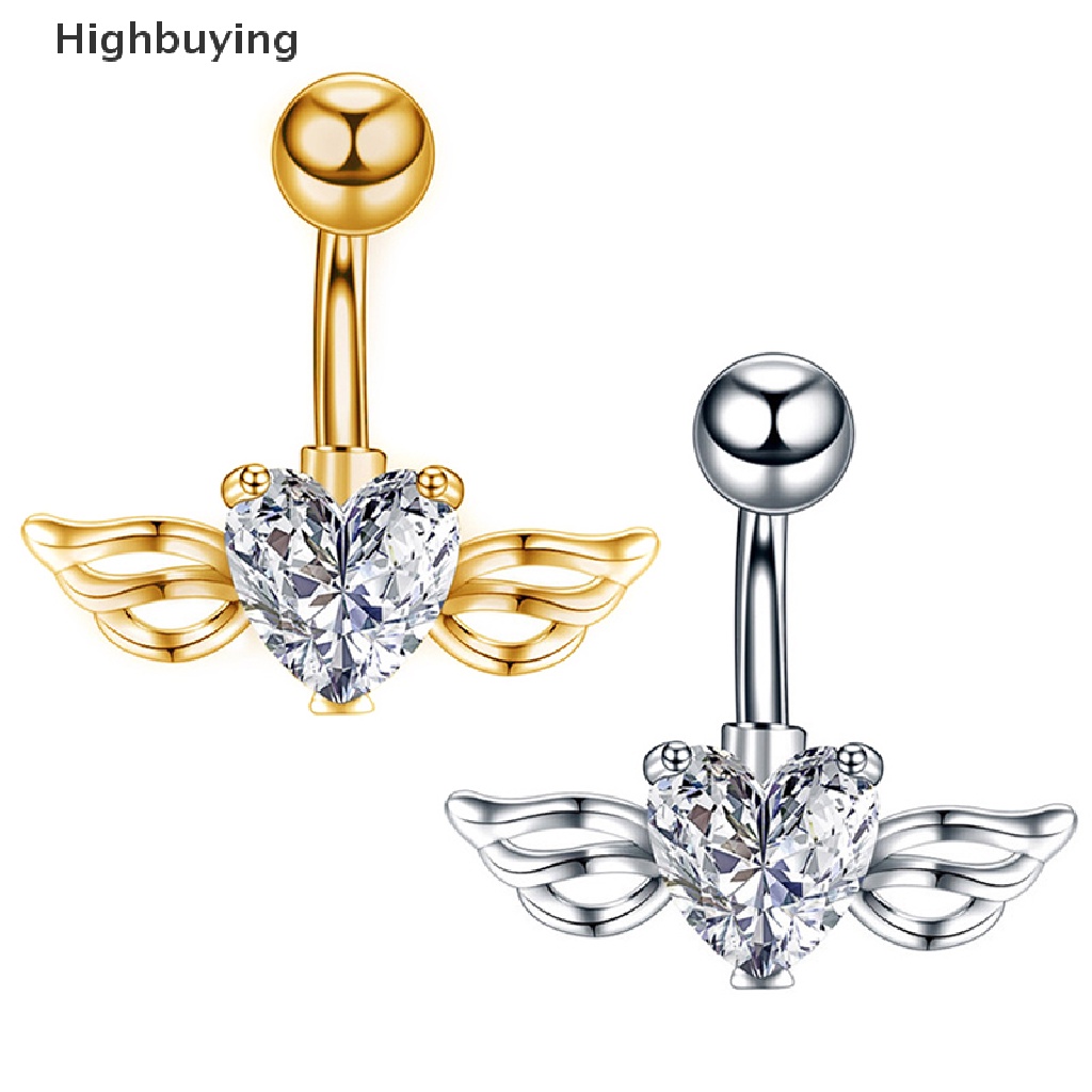 Hbid Heart Belly Button Ring Navel Surgical Steel Cincin Pusar Perhiasan Tubuh Glory