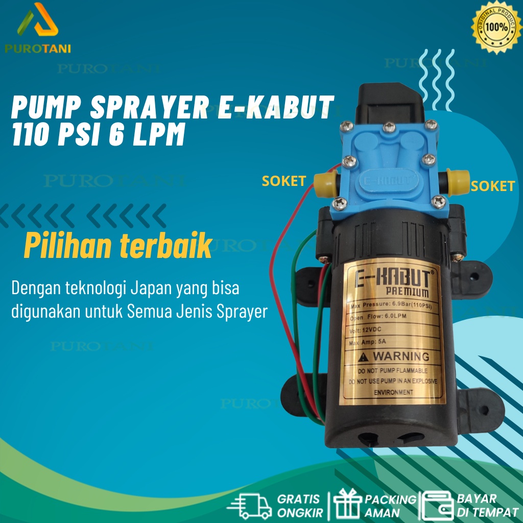 Pompa air dc 12 volt 3.5A 110 psi  6 LPM e-KABUT