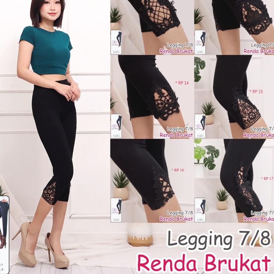Trend ペ Legging Renda Brukat Pendek Wanita * RP * / Legging brukat kaki wanita / legging renda 7/8 w