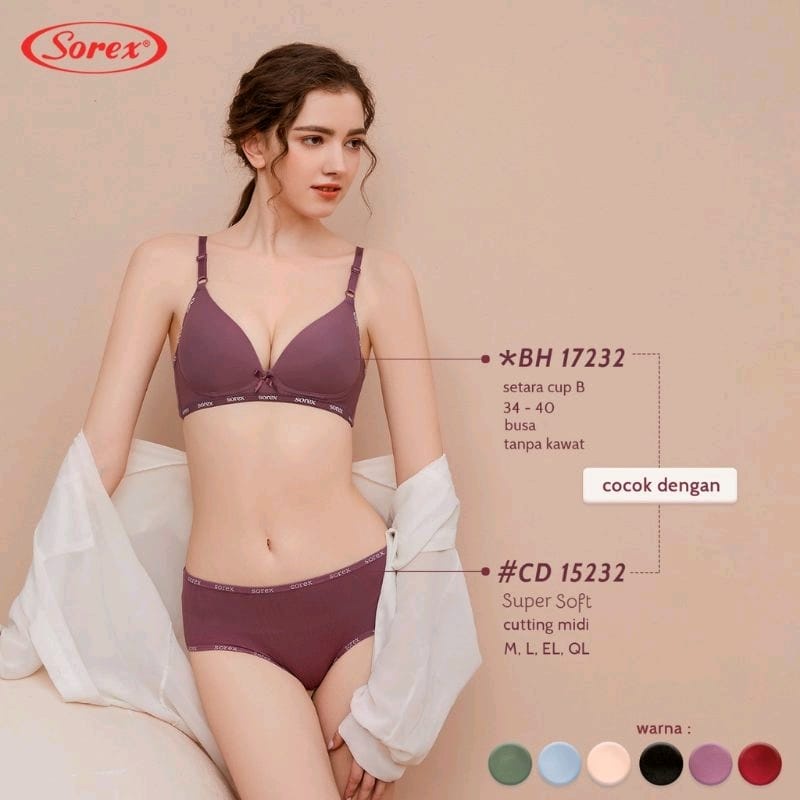 Sorex Bra Busa Tanpa Kawat Kait 2 Setara Cup A BH Harian Casual Style Bra Bh 17232