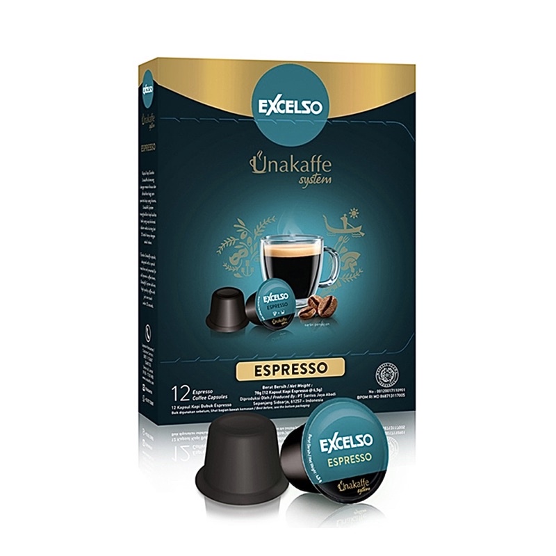 

Unakaffe System Coffee Capsule - Kopi Kapsul Excelso Unakaffe Espresso Box