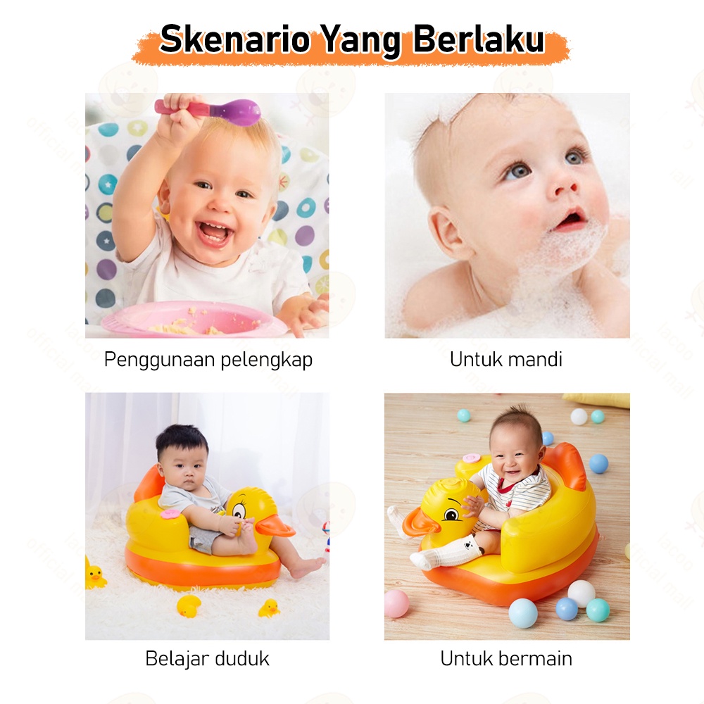 Lacoo Sofa kursi makan bayi Tempat belajar duduk bayi Baby chair model tiup bebek dengan music Bebek duduk bayi