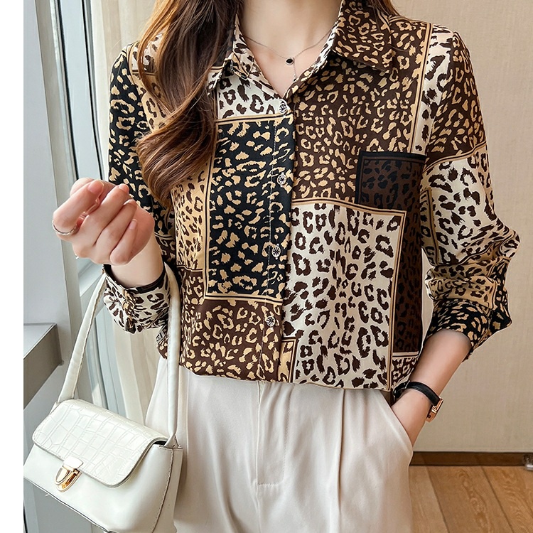[Basica Moda] 5852 Atasan Top Baju Blouse Kemeja Wanita Leonita Motif Leopard Crepe