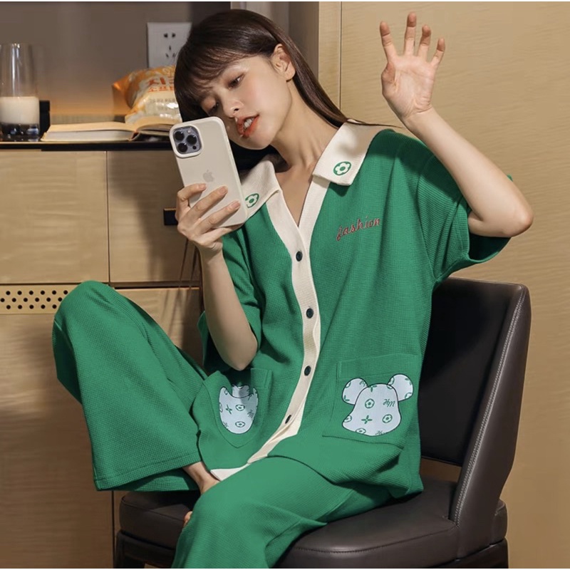 JC - Stelan Piyama Babydoll Knit Import CP / Piyama wanita Korea Import CP / Stelan tidur Import murah