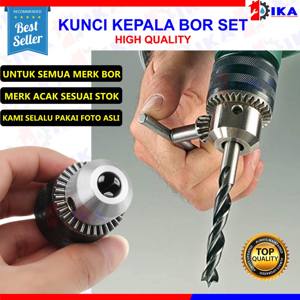 kepala bor 10mm plus kunci bor / Kepala Bor / Drill Chuck 1,5 - 10 mm + Kunci 10 mm