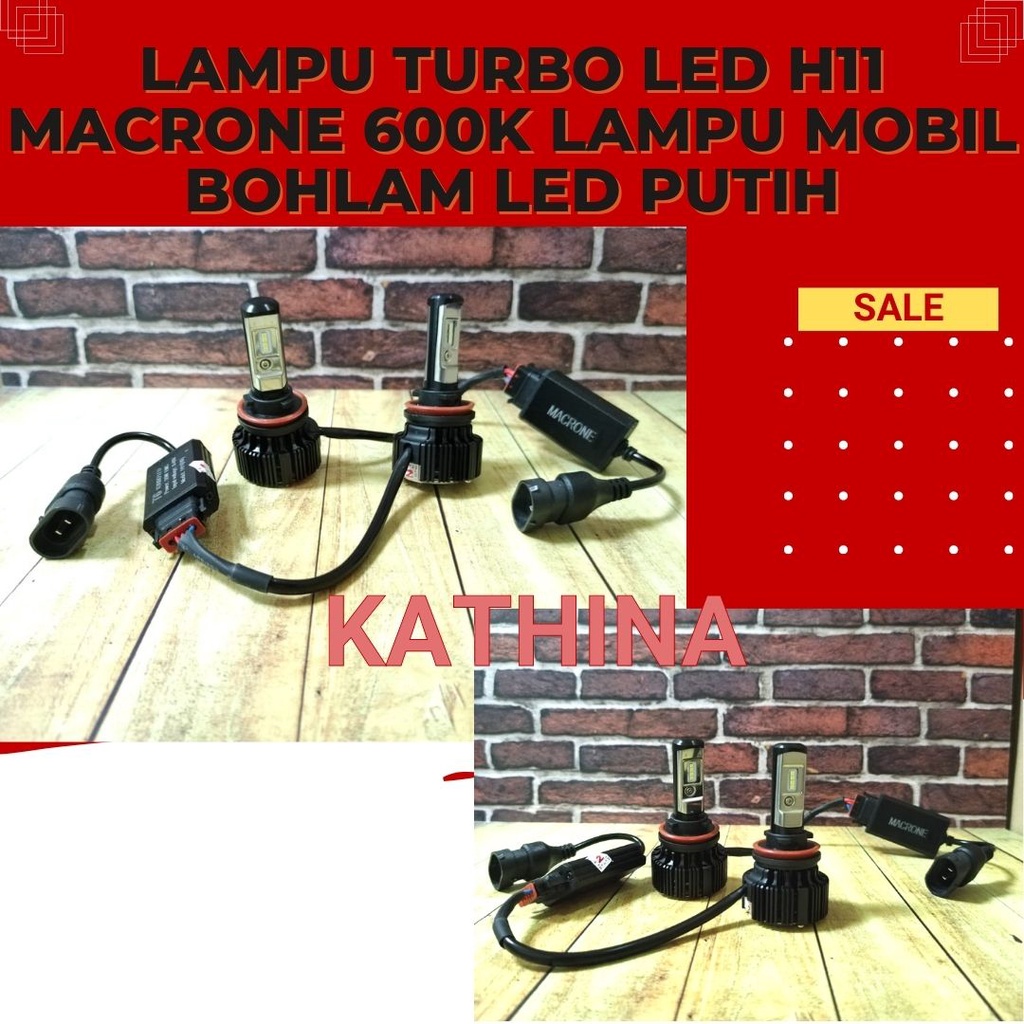 Lampu Turbo LED H11 Macrone 600k Lampu Mobil Bohlam LED Putih