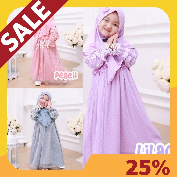 Asyifa Set Syari Gamis Anak Baju Muslim Anak Perempuan Gamis Lebaran Anak Umur 1 2 3 4 5 6 7 8 9 10 