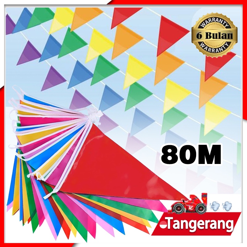 150Pcs Bendera Segitiga 80 Meter / Bendera Kain Segitiga Warna Warni