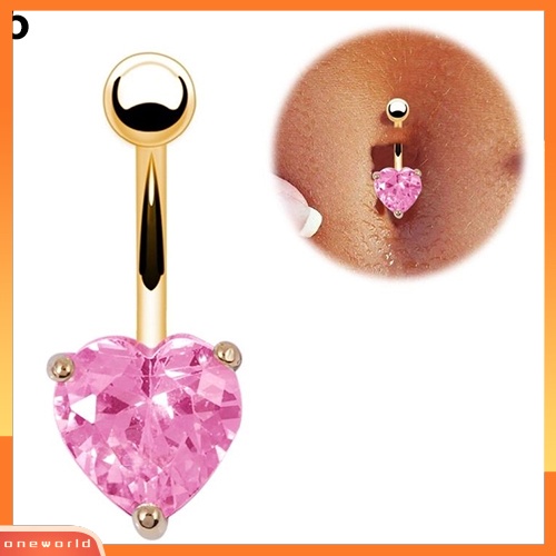 [oneworld] Wanita Pusar Cincin Perut Berlian Imitasi Tombol Bar Jantung Bintang Tubuh Tindik Perhiasan