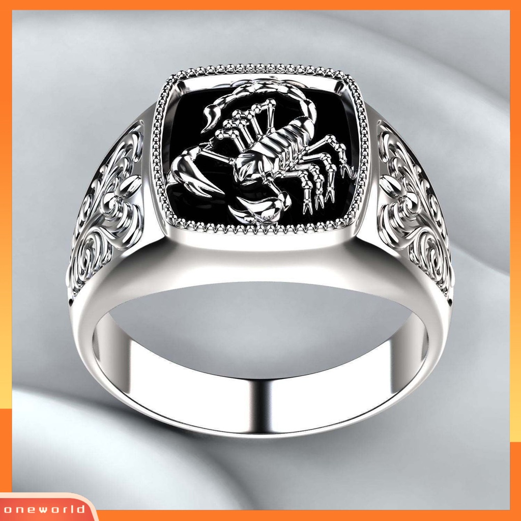 {oneworld} Kreatif Alloy Scorpio Relief Pria Cincin Perak Pernikahan Band Perhiasan Aksesori Untuk Anniversary