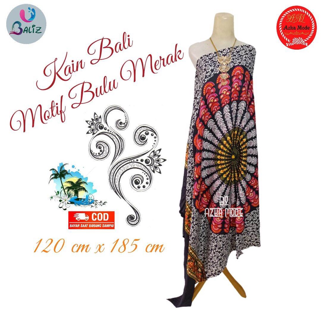 Kain Pantai Kain Bali Pantai - Kain Bali Motif New Bulu Merak Jumbo - Sarung Pantai SEMBILAN MODE - Sarung Bali - Kain Pantai - Kain Katun Jepang - Kain Untuk Hiasan Dinding - Kain Untuk Plafon Mobil Truk Dan Mobil 3/4 Lainnya