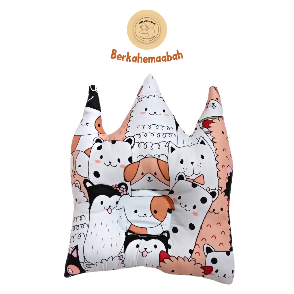 (DOG&amp;CAT COKLAT) Bantal Bayi Anti Peyang Mahkota Series | Bantal Bayi | Flat Head Prevention Pillow | Bantal Mahkota Series