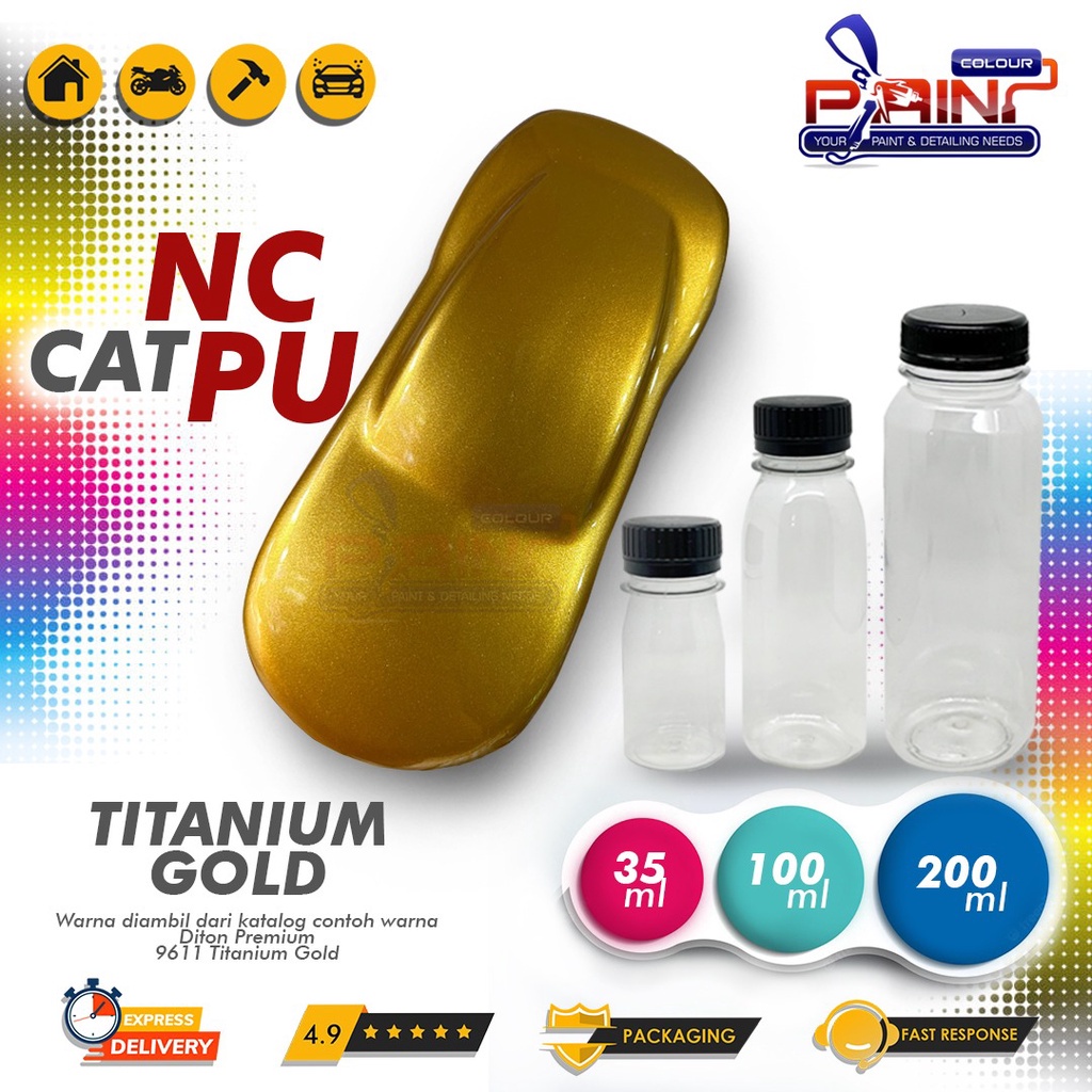 Cat PU TITANIUM GOLD Velg Colour | Sample Warna Diton Premium 9811