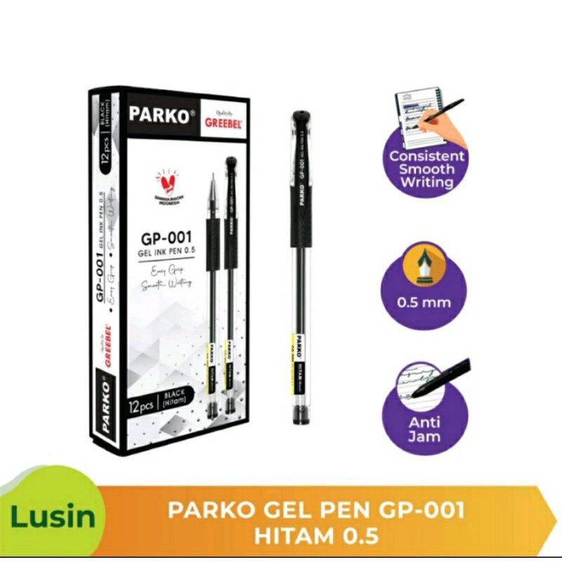 

PARKO grebel Gel pen GP-001 hitam 0,5mm/isi 12pcs