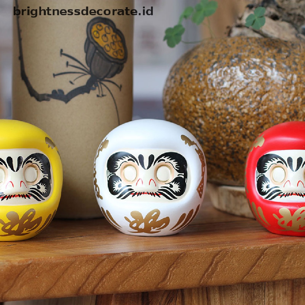 [Keladilan] Boneka Daruma Keramik Jepang 4inch Lucky Cat Fortune Hiasan Uang Kotak Kantor [ID]