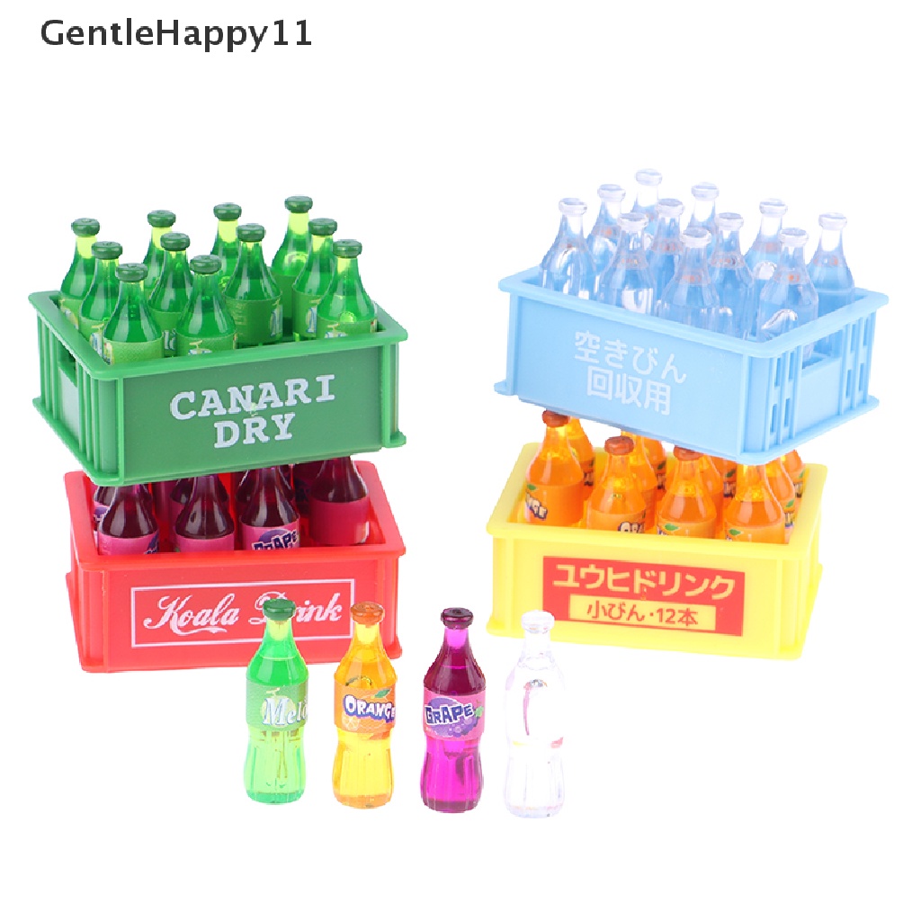 Gentlehappy 1Set 1: 12rumah Boneka Miniatur Minuman Botol Minum Soda Dengan Model Kotak Penyimpanan Rumah Boneka Dekorasi Pemandangan Hidup Mainan id