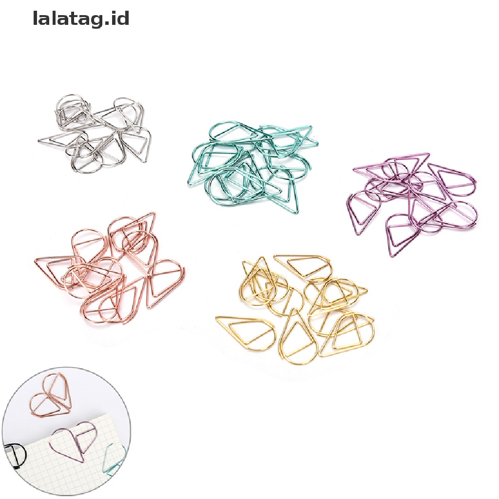 [lalatag] Klip Kertas Bentuk Tetesan Air Logam Dekorasi Kantor 10pcs/set Bookmarks Clips, [ID]