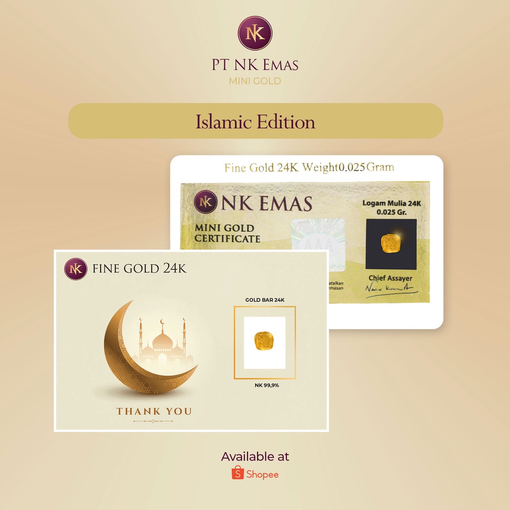 5 Pcs NK Mini Gold 0.025 Gram (Islamic Envelope Edition) A