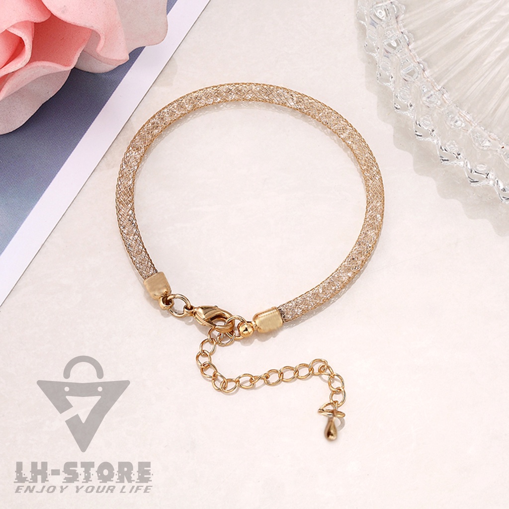 Gelang tangan glitter kawat berisi kristal pria wanita anti karat terbaru