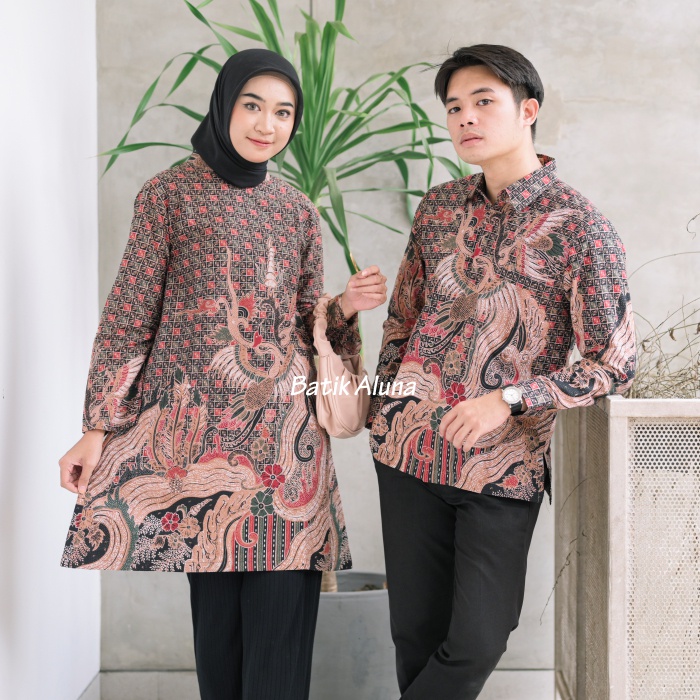 Baju Batik Couple Pasangan Terbaru Premium Modern Original Lapis Furing - Lapis Trikot Batik Kerja Kantor Kondangan Size S M L XL XXL XXXL