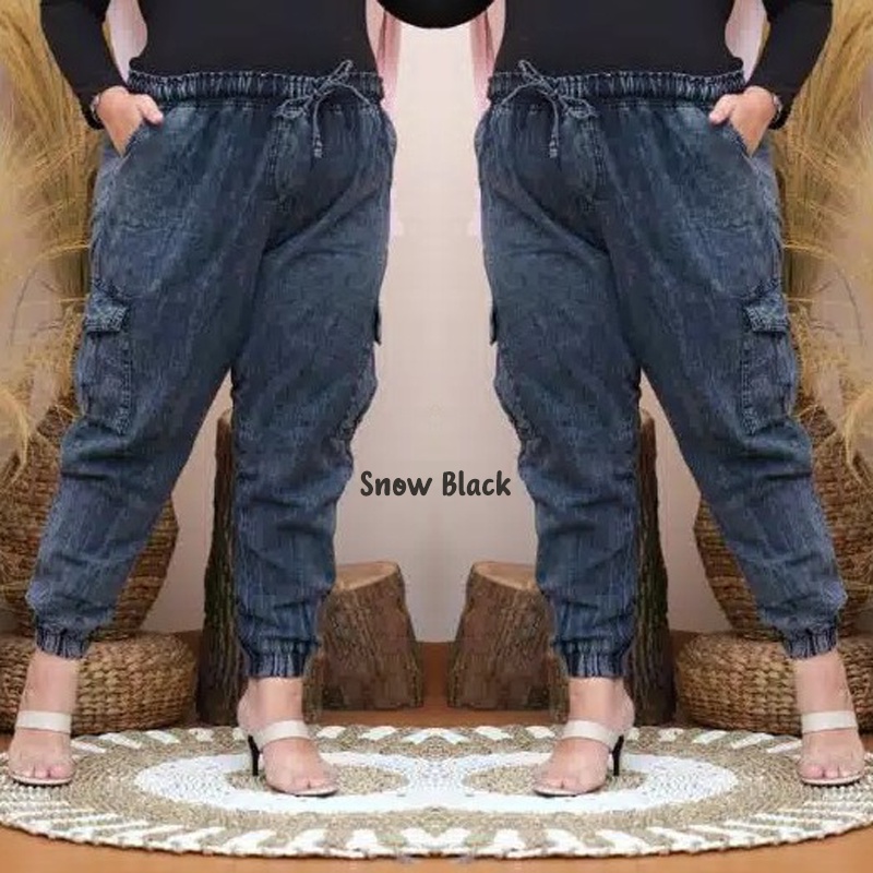 AFAREEN - Jogger Jeans Cargo Wanita Baggy Jeans Baggy Pant Cargo Super Jumbo BB 70-100 Kg