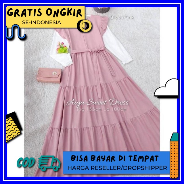 Setcel Anak Perempuan Premium, Set Gamis Anak Setelan Muslim Anak Baju Import Anak Gamis Anak Peremp