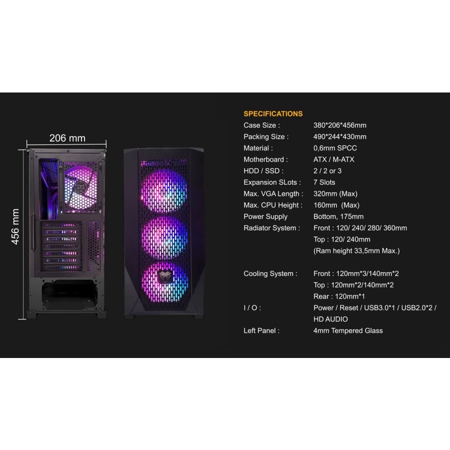 VenomRx MAKAROVE - Mesh Tempered Glass Mid-Tower ATX Gaming Case