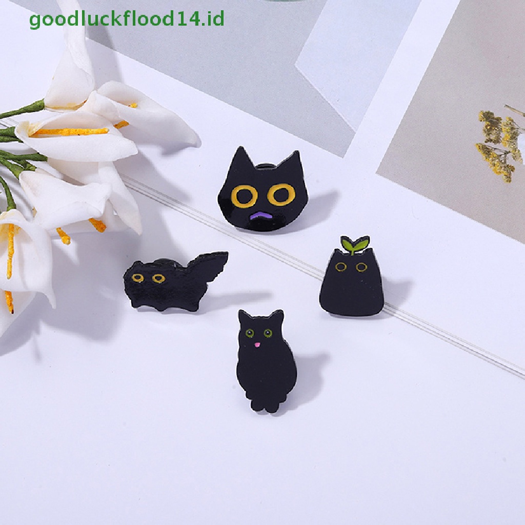 [GOOGFOUR] Gaya Punk Kecil Seri Gelap Anakan Kucing Hitam Logam Enamel Bros Kartun Hewan Kecil Yang Lucu Lencana Pin Aksesoris Ransel [TOP]