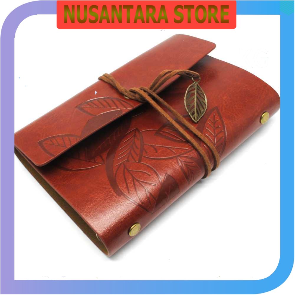 

NUSANTARA STORE - PHANTACI Buku Catatan Binder Kulit Retro Leaf Kertas B7 - BSD666