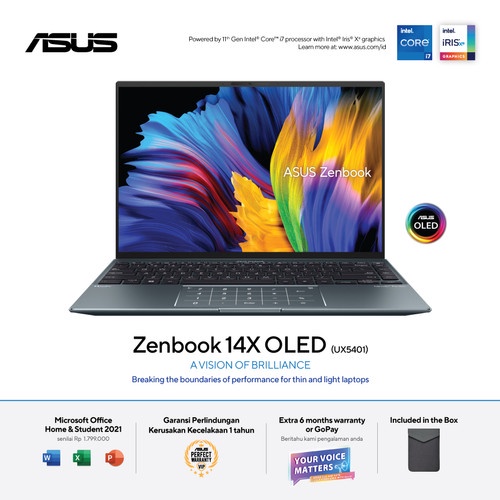 Laptop Asus ZenBook 14X OLED UX5401EA TOUCH i5 1135G7 RAM 8GB 512GB SSD IRISXE OHS 14.0 2.8K W11