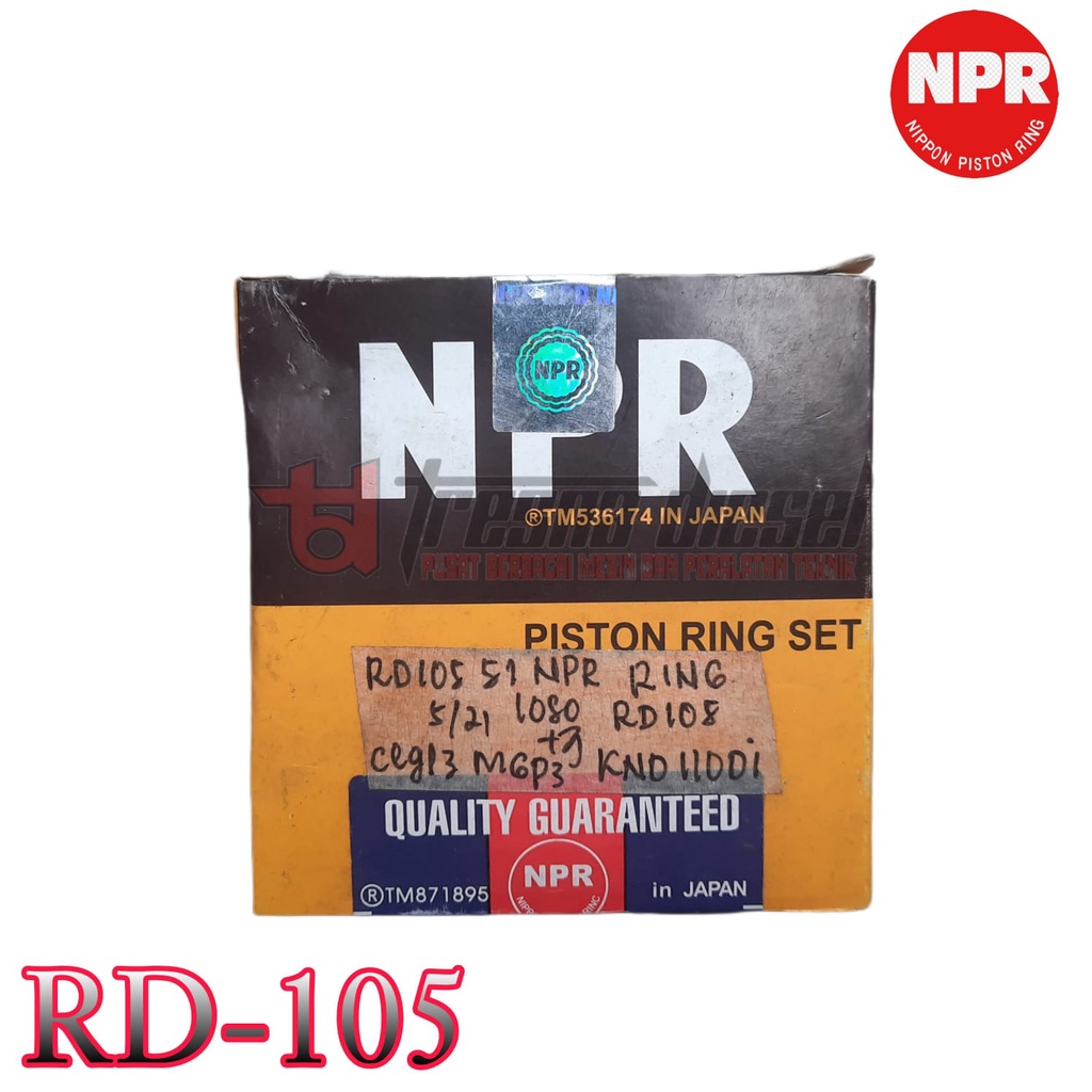 NPR RD105 RING PISTON / RING SEHER NPR RD105 / PISTON RING RD105 NPR RD105 RING PISTON SEKER SEHER D