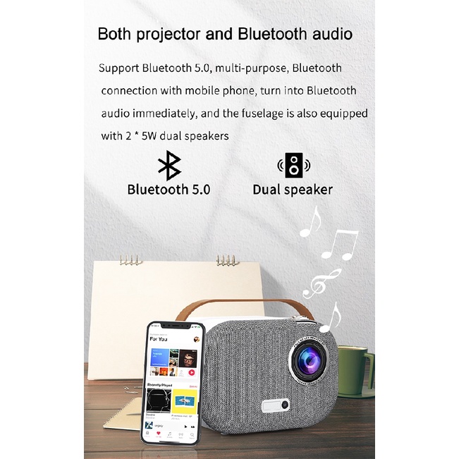 ROCKWARE Q1 - Android 1080P Proyektor LED Projector - 150 ANSI Lumens