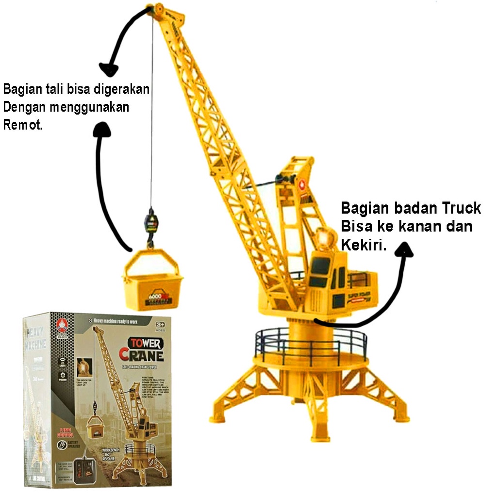 Mainan menara derek Crane Tower Remote Control JUMBO Super Power Crane/ Remot Kontrol Crane REMOTE CONTROL TRUCK CRANE JUMBO / permainan alat berat.