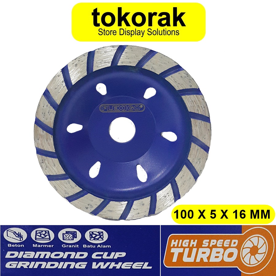 DIAMOND CUP GRINDING WHEEL 4 INCH FLEXIGO MATA GERINDA 4&quot; POLES BETON