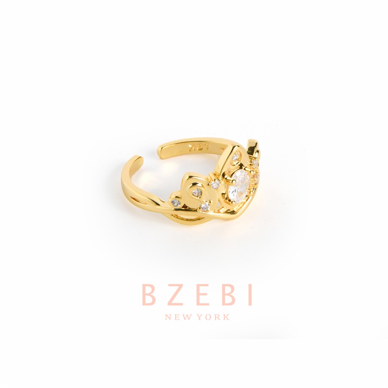 Bzebi Cincin Emas Berlian 18k, Cincin Terbuka Ajustable, Anti Karat, Gaya Korea, Aksesoris Fashion Wanita, Aksesoris Sehari-Hari, Perhiasan Premium, Hadiah Ulang Tahun Dengan Box 737r