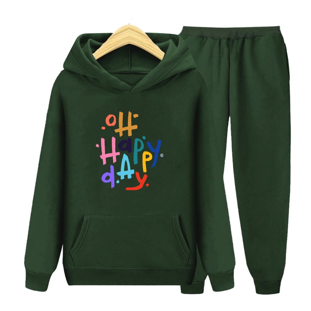 Setelan Anak Oh Happy Day/Set Sweater hoodie topi