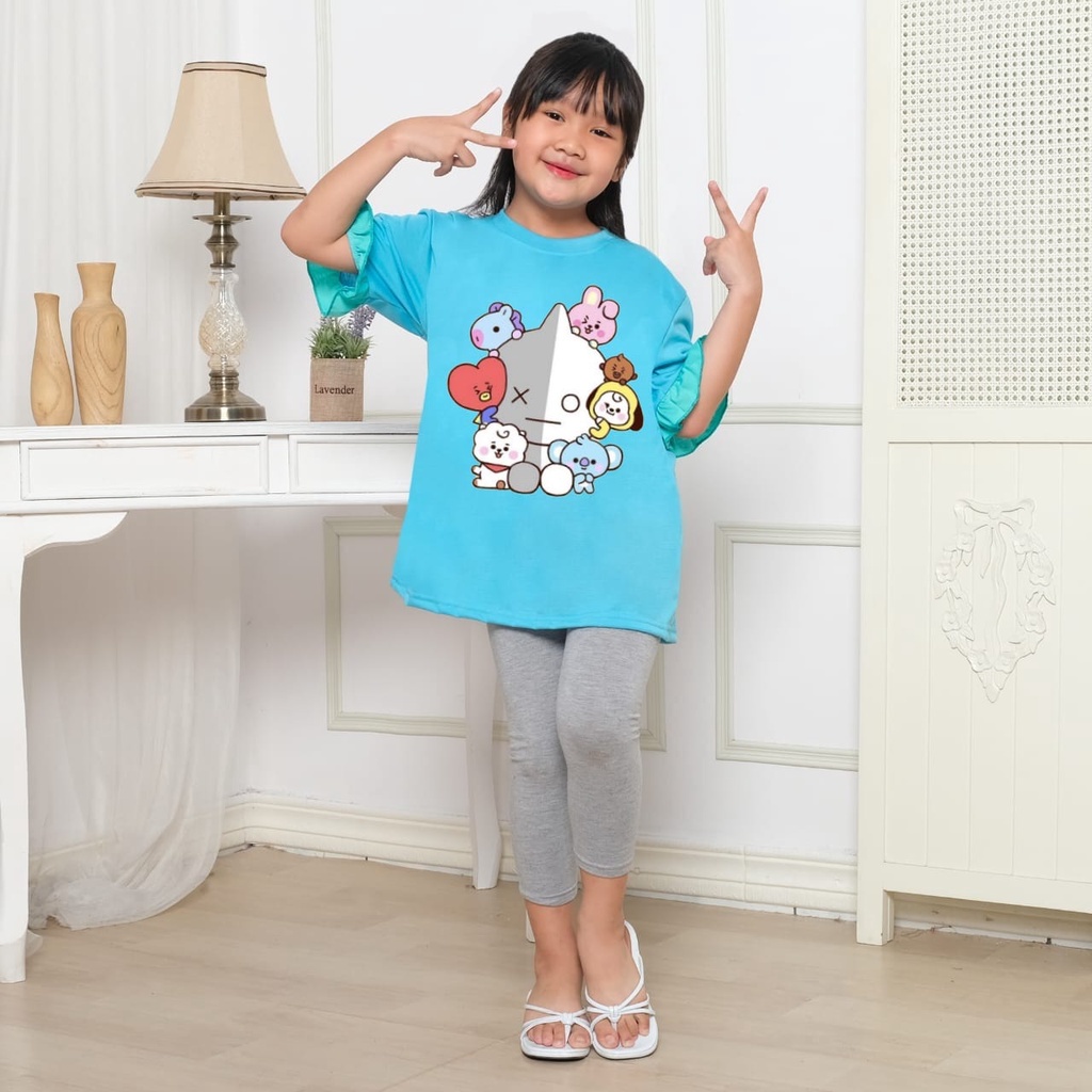 Hzl_outfit Baju Anak Perempuan Naswa Pendek Baby BT21/ Kaos Baju Anak Perempuan Lengan Pendek