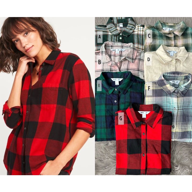 OLD** flanel longsleeved plaid flanel shirt (ready smpe big size)