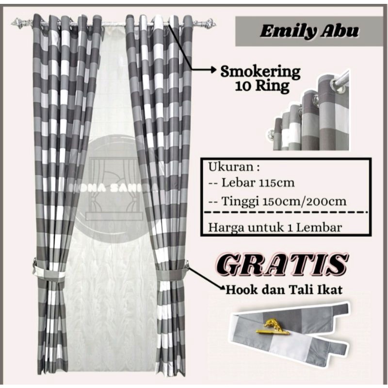 Gorden Tirai Smokring Pintu Jendela Motif Minimalis Motif