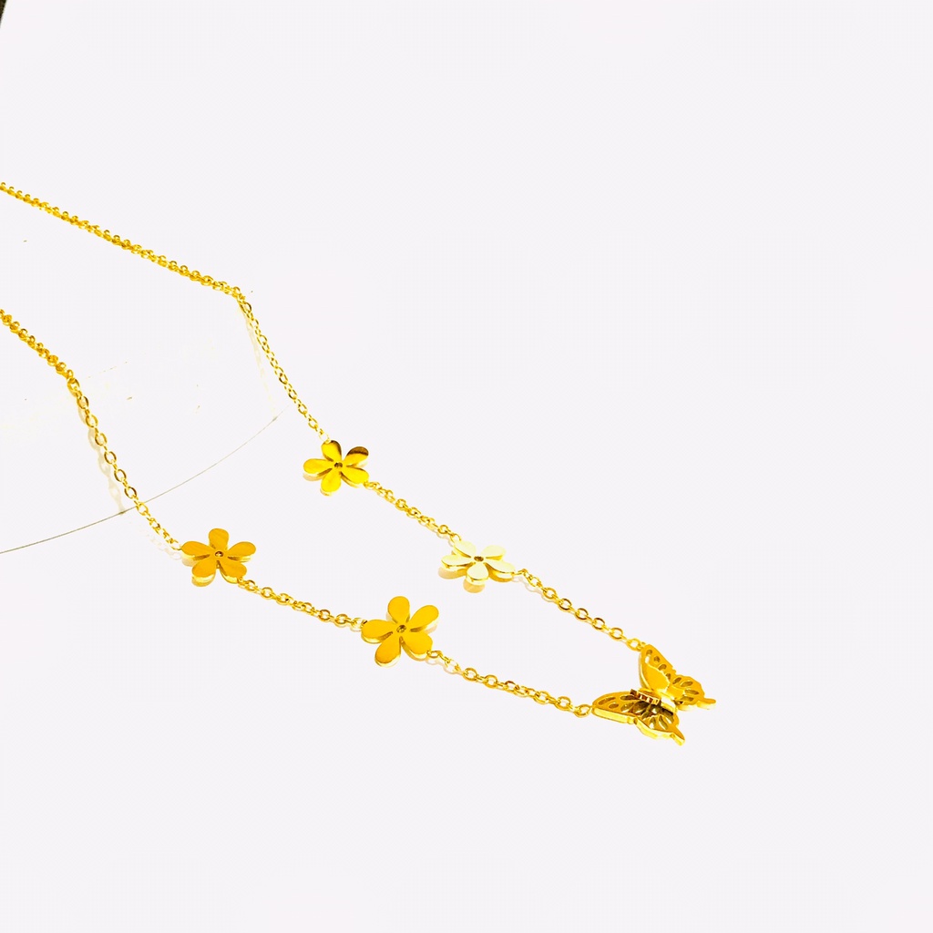 Kalung Titanium Wanita Lapis Emas Anti Karat KT-10-27-AMK